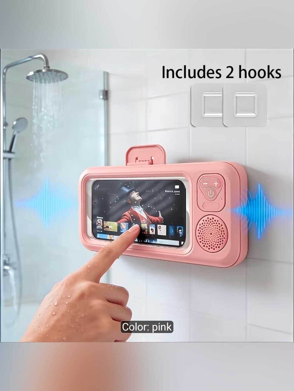 Waterproof Wall-Mounted Phone Case with Spatial Audio PINK